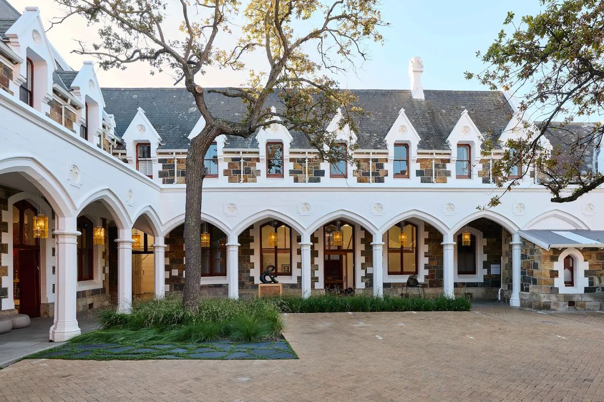 An arched white gallery building in Cape Town