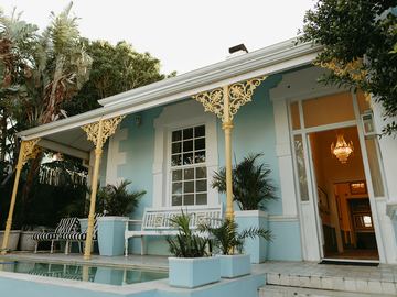 The corner of the verandah seen from the pool