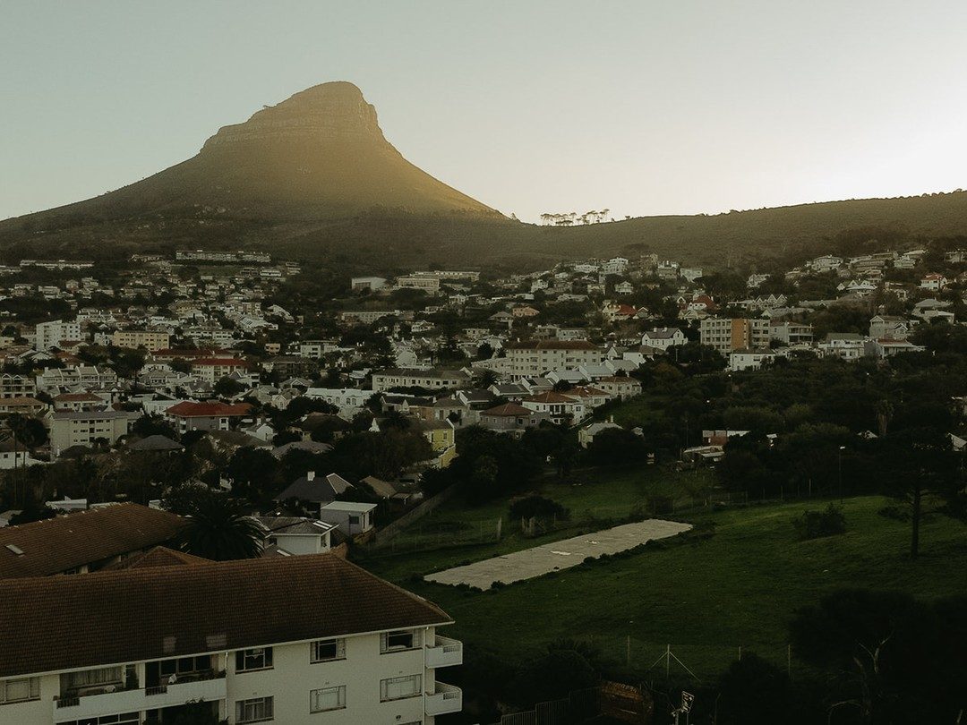 Lion’s Head over the rooftops of Bo-Kaap in the low evening sun
